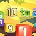 Numra shumëngjyrësh që lexojnë 10 to 20 mbi një sfond me forma gjeometrike të ndritshme