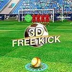 Një lojtar qëndron gati për të gjuajtur një penallti në një fushë futbolli, ndërsa një top dhe mbishkrimi 3D Free Kick janë të dukshme në pjesën e përparme