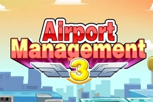 Teksti Airport Management 3 me sfond qyteti dhe qiell të hapur