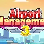 Teksti Airport Management 3 me sfond qyteti dhe qiell të hapur