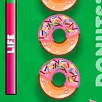 Donuts me glazurë rozë dhe shumëngjyrëshe mbi një sfond të gjelbër me tekstin DONUTS dhe një tregues jete në anë