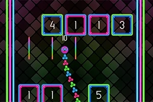 Blloqe me numra dhe vijë zigzag me pika me ngjyra të ndezura në një sfond të errët me katrorë