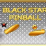 Tekst Black Star Pinball paraqitur mbi një sfond me model gjeometrik, me dy butona të artë dhe një topth të verdhë në qendër