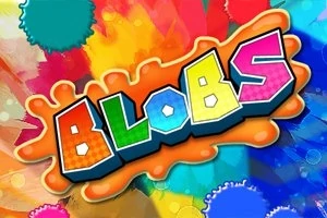 Gjithëpërfshirje e fjalës BLOBS me shkronja shumëngjyrëshe në sfond të larmishëm ngjyrash me pika boje