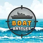 Një anije luftanije brenda një shënjestre mbi valët e detit me tekstin Boat Battles