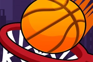 Top me ngjyra portokalli që kalon përmes një koshi basketbolli