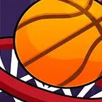 Top me ngjyra portokalli që kalon përmes një koshi basketbolli