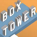Shkronjat BOX TOWER të vendosura në një pllakë blu me sfond portokalli