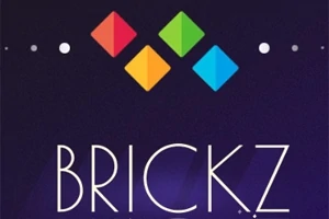 Figura paraqet katër forma diamanti shumëngjyrëshe mbi sfond të errët me tekstin BRICKZ poshtë tyre