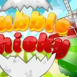 Dyshkronje të mëdha shumëngjyrëshe Bubble Chicky mbi një sfond me një fermë dhe mullinj ere