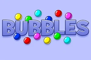 Fjalët BUBBLES në një sfond lejla me flluska shumëngjyrëshe përreth