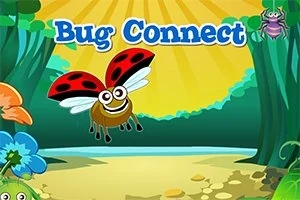 Një hardhucë e qeshur me krahë fluturuese në një sfond me pemë dhe lule me tekstin Bug Connect sipër