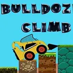 Buldozer i verdhë duke u ngjitur mbi blloqe të ndryshme në një sfond të kaltër me tekstin Bulldozer Climb
