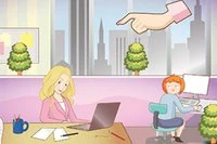 Friday at the office: temp Carol is bored and can't wait for the day to be over