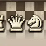 Katër figura shahu të bardha të stilizuara të paraqitura në një tabelë shahu