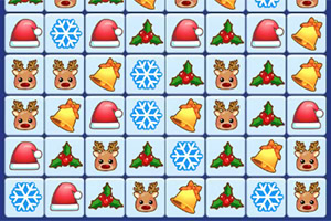 Ikona festive rreshtuar në rrjeta, përfshirë kapela të kuqe, borëkristale blu, zile të arta, dritaombrela, dhe fytyra drerësh
