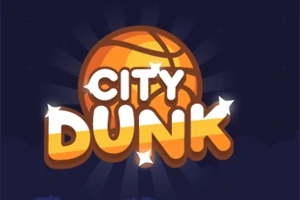 Logo me një top basketbolli dhe tekstin City Dunk mbi një sfond të errët
