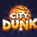 Logo me një top basketbolli dhe tekstin City Dunk mbi një sfond të errët