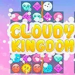 Grafika e një loje me sfond me ngjyra pastel dhe figura qesharake me fytyra të ndryshme dhe mbishkrimin Cloudy Kingdom 3