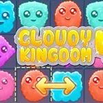 Personazhe shumëngjyrëshe me fytyra të lumtura në një rrjetë me tekstin Cloudy Kingdom 4 në qendër