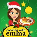 Grua me kapuç të kuq festiv duke mbajtur një pjatë me ushqim, mbi sfond të gjelbër me elemente festive
