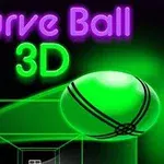 Topi jeshil në hapësirë tre-dimensionale me tekstin Curve Ball 3D me ngjyra neon
