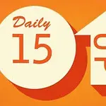 Diagram me numrin 15 dhe fjalët Daily dhe Up në një sfond ngjyrë portokalli, me një shigjetë të madhe lart