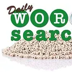 Shumë kuba të vegjël me shkronja dhe një lupë mbi tekstin Daily Word Search