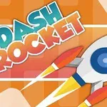 Një raketë me dizajn stilizuar lëviz diagonalisht në një sfond portokalli, me tekstin Dash Rocket në pjesën e sipërme majtas