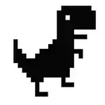 Dinozaur pixel-art i thjeshtë në një sfond të bardhë