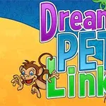 Një majmun dhe një papagall tërheqës me tekstin Dream PET Link në sfond me ngjyrë të kaltër dhe të verdhë