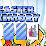 Teksti Easter Memory me karta memorieje që shfaqin një vezë Pashkësh dhe një lepur pranë grafikave shumëngjyrëshe