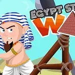 Një figurë vizatimore egjiptiane me një tirapelë dhe sfond shkretinor, me tekstin mbi figurë