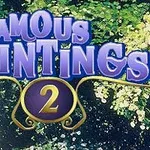 Teksti Famous Paintings 2 shkruhet mbi një sfond me një grua që mban çadër në një kopsht të gjelbëruar