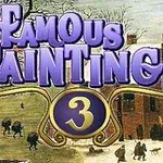 Shfaqet teksti Famous Paintings 3 me një sfond pikture dimri ku njerëzit janë duke ecur pranë një ndërtese