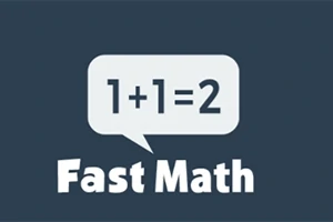 Një sfond blu me një re dialogu që përmban ekuacionin 1+1=2 dhe tekstin Fast Math poshtë