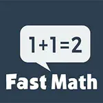 Një sfond blu me një re dialogu që përmban ekuacionin 1+1=2 dhe tekstin Fast Math poshtë