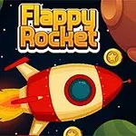 Raketë me ngjyra të kuqe dhe të bardha fluturon përmes hapësirës, e rrethuar nga planetë dhe monedha ari