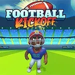 Një personazh vizatimor i veshur me uniformë futbolli qëndron në një fushë të gjelbër, me stadiumin në sfond dhe një top futbolli lart në qendër