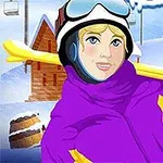 Një person me veshje dimërore dhe ski në sup, qëndron para një peizazhi të mbuluar me borë dhe një shtëpi malore në sfond