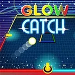 Tekst me ngjyrë të ndritshme Glow Catch në një sfond me rrjeta me drita të shndritshme dhe linja diagonale