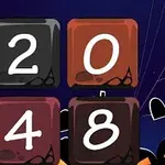 Katër blloqe me numrat 2, 0, 4 dhe 8 mbi një sfond me elemente të frikshme të stilit të Halloween-it si varre dhe rrjeta merimangash