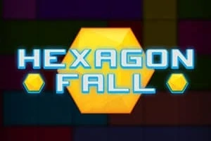 Logo me fjalët Hexagon Fall të shkruara mbi një sfond me figura gjeometrike me ngjyra