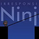 Personazh ninja ka një shkop të gjatë mbi një platformë në sfond të kaltër