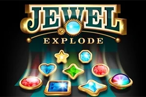 Fjalët Jewel Explode me shkronja të mëdha dhe xhevahire shumëngjyrëshe në sfond të zi