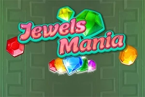 Titulli Jewels Mania me kristale shumëngjyrëshe në sfond të gjelbër