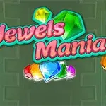 Titulli Jewels Mania me kristale shumëngjyrëshe në sfond të gjelbër