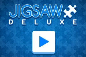 Teksti Jigsaw Deluxe me sfond blu dhe ikonë luajtjeje