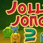 Teksti Jolly Jong 2 në pjesën e sipërme me figura shumëngjyrëshe të vendosura poshtë