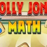 Teksti i madh Jolly Jong Math me sfond me ngjyra dhe numra të shpërndarë rreth e rrotull
